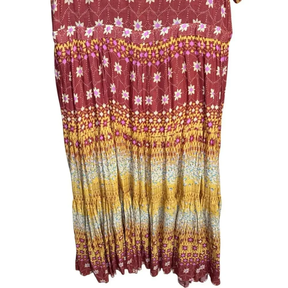 Free People Rare Feelings Maxi Dress In Goldenrod Combo Size Large NEW - Picture 10 of 14